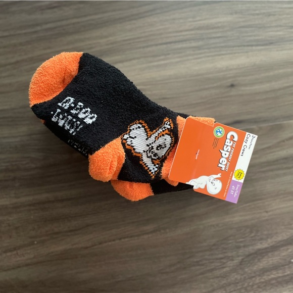 Casper The Friendly Ghost Black and Orange Cozy Crew Socks size 4T/5T-NWT - Picture 5 of 5